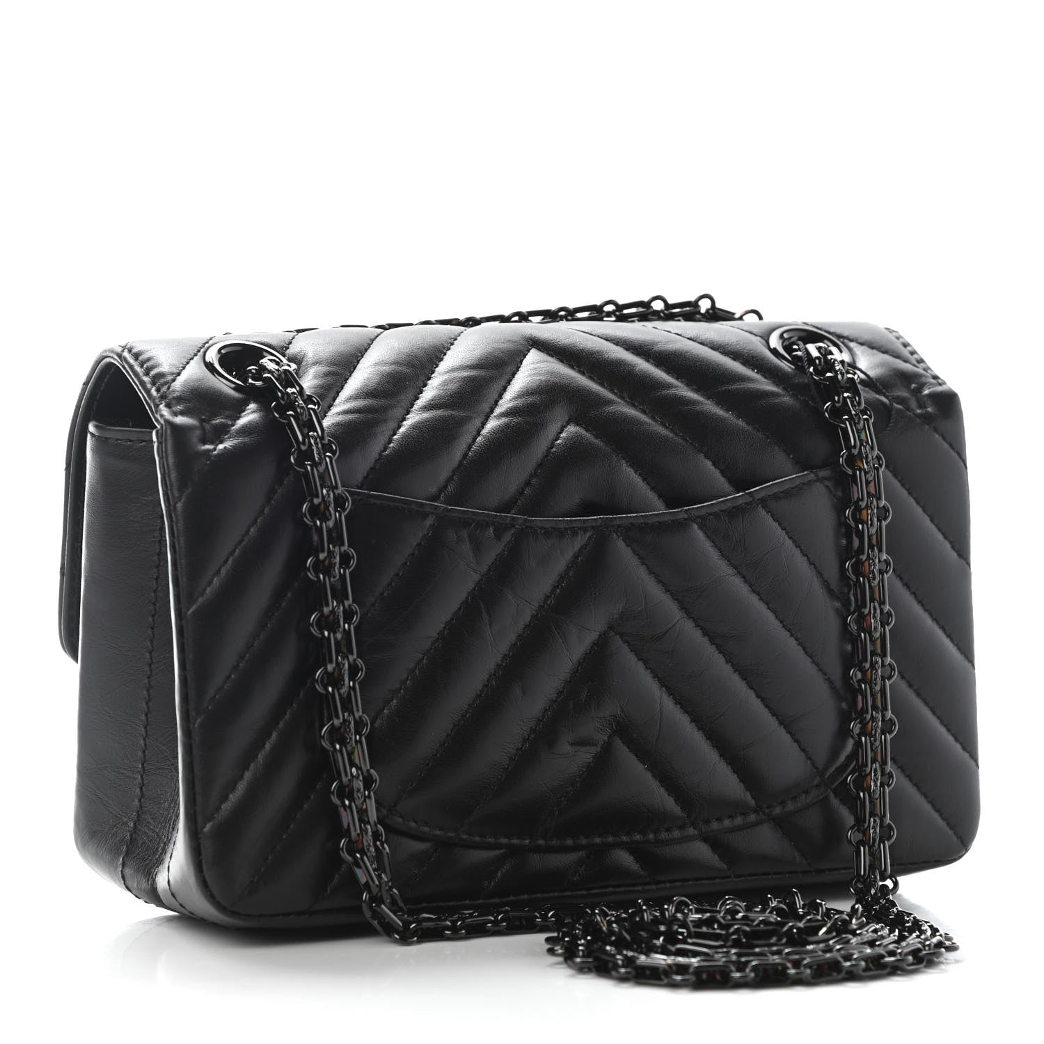 Chanel Aged Calfskin Chevron Quilted 2.55 Reissue Mini Flap So Black 3 of 9