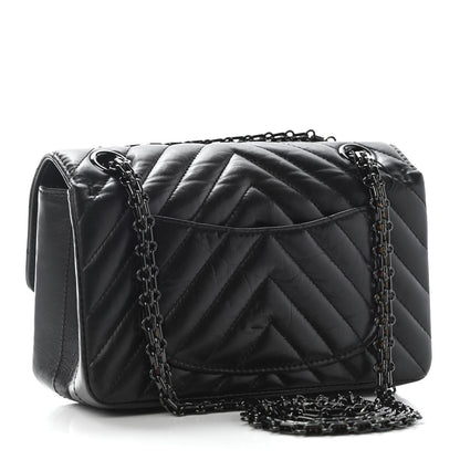 Chanel Aged Calfskin Chevron Quilted 2.55 Reissue Mini Flap So Black 3 of 9