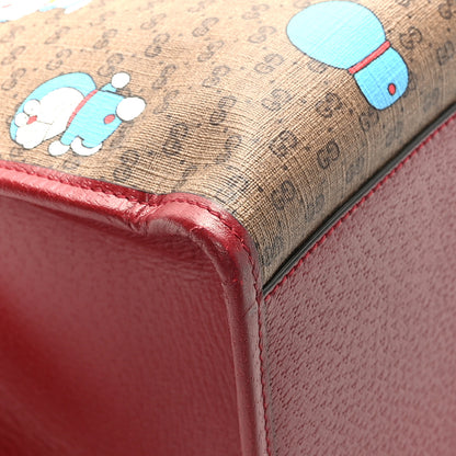 Gucci X DORAEMON Mini Vintage GG Supreme Monogram Large Tote Bag Beige Cherry Red 8 of 11