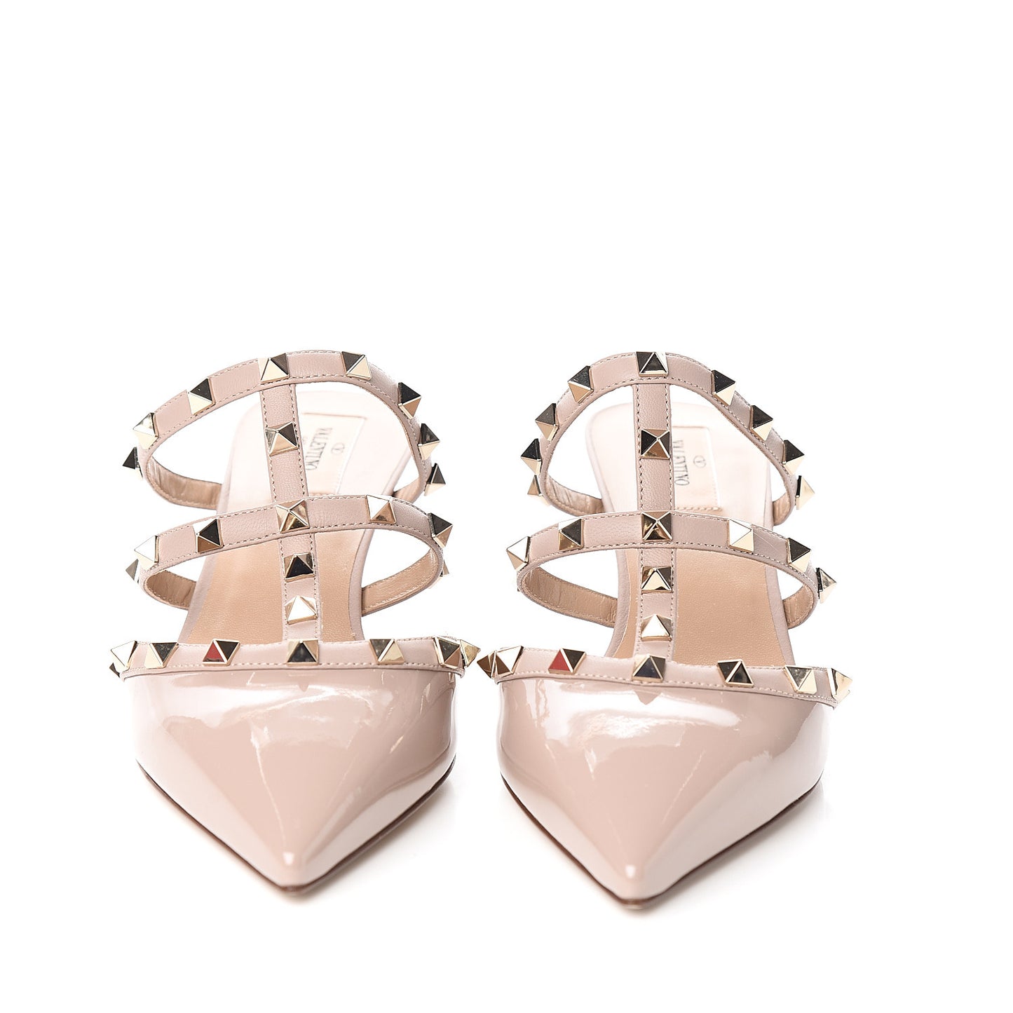 Patent Nappa Rockstud 50mm Cage Mules 39.5 Poudre