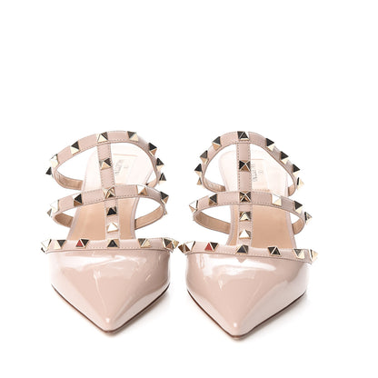 Valentino Garavani Patent Nappa Rockstud 50mm Cage Mules 39.5 Poudre 2 of 9