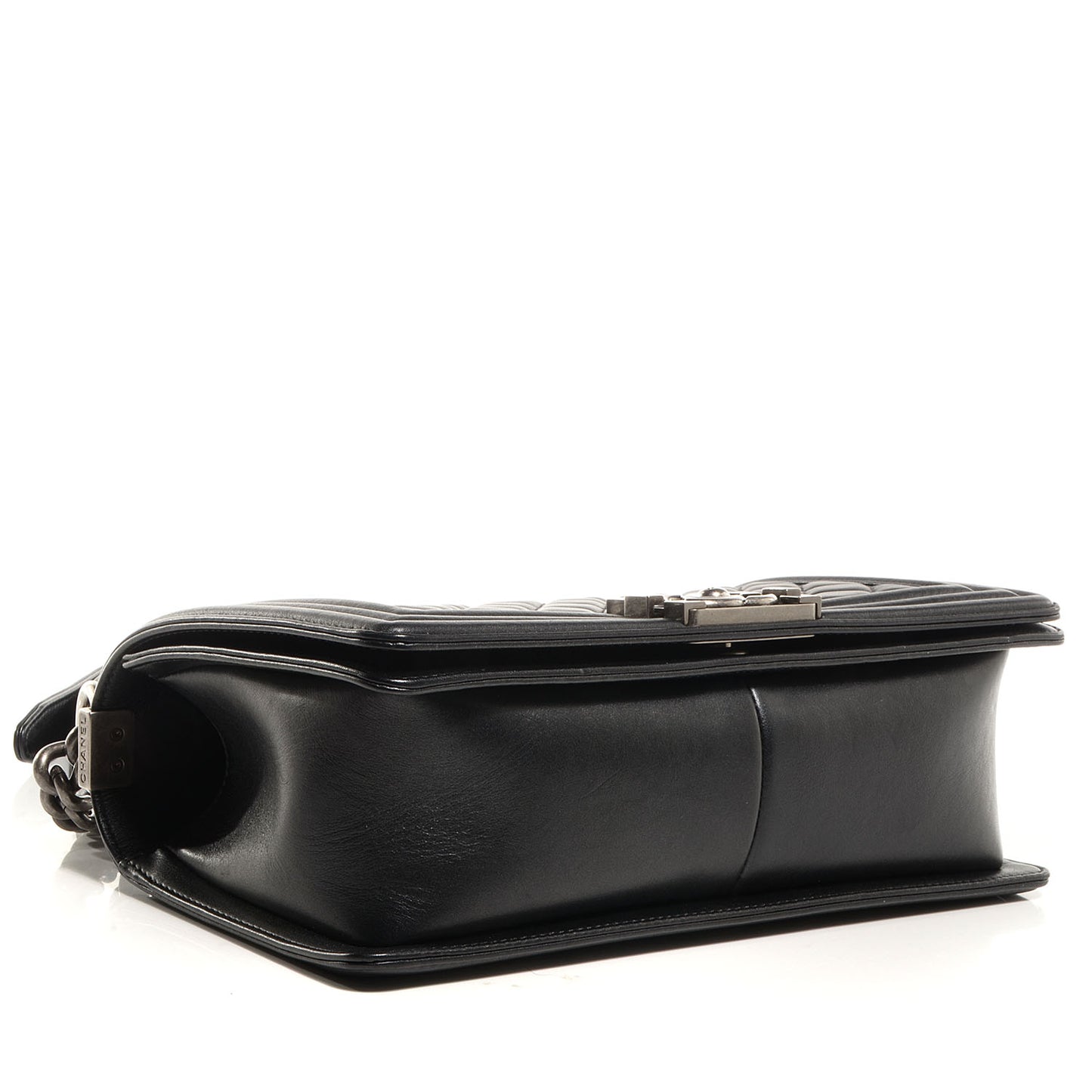 Metallic Calfskin Quilted Medium Boy Flap Black
