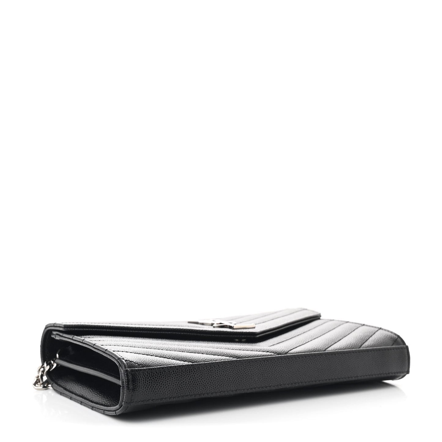 Grain De Poudre Matelasse Chevron Monogram Chain Wallet Black