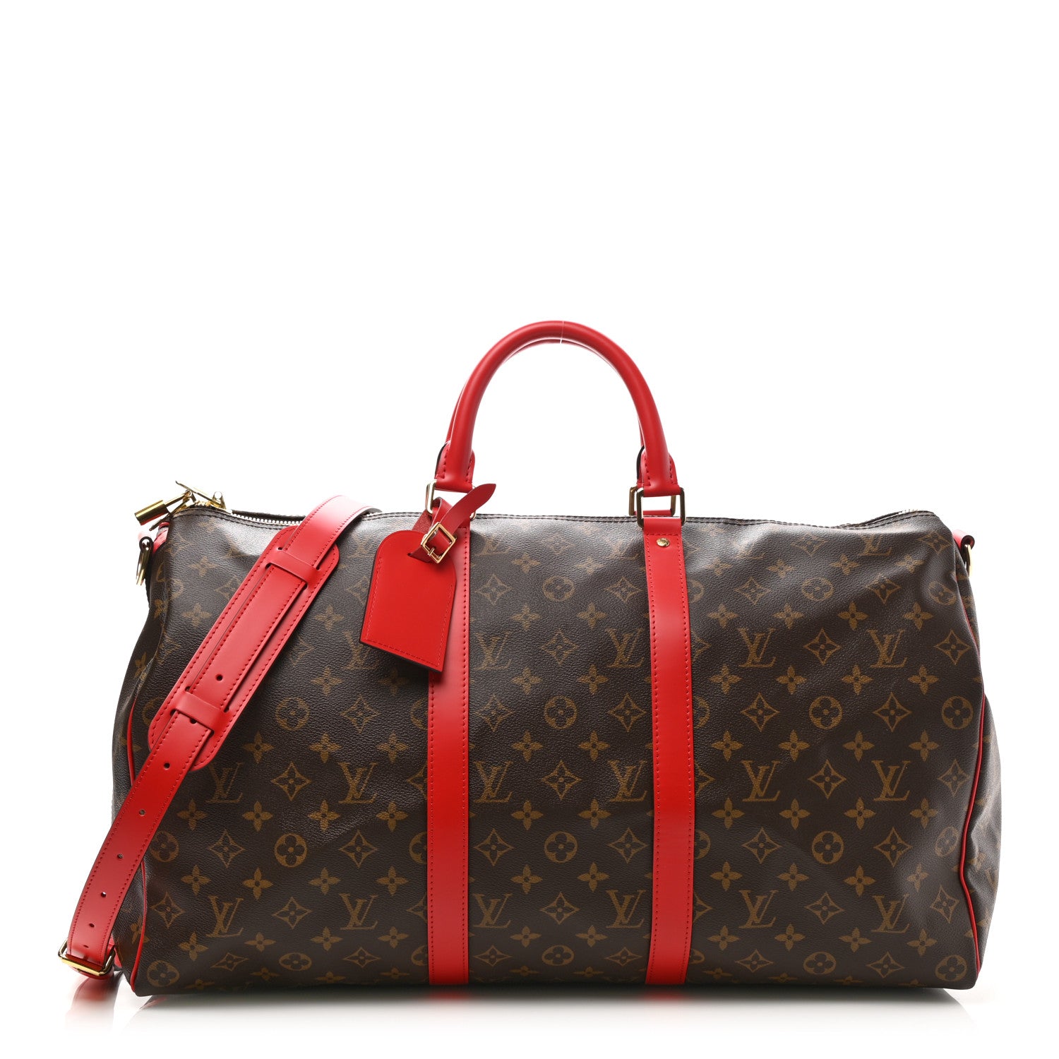 Louis Vuitton Calfskin Monogram Keepall Bandouliere 50 Coquelicot 1 of 9