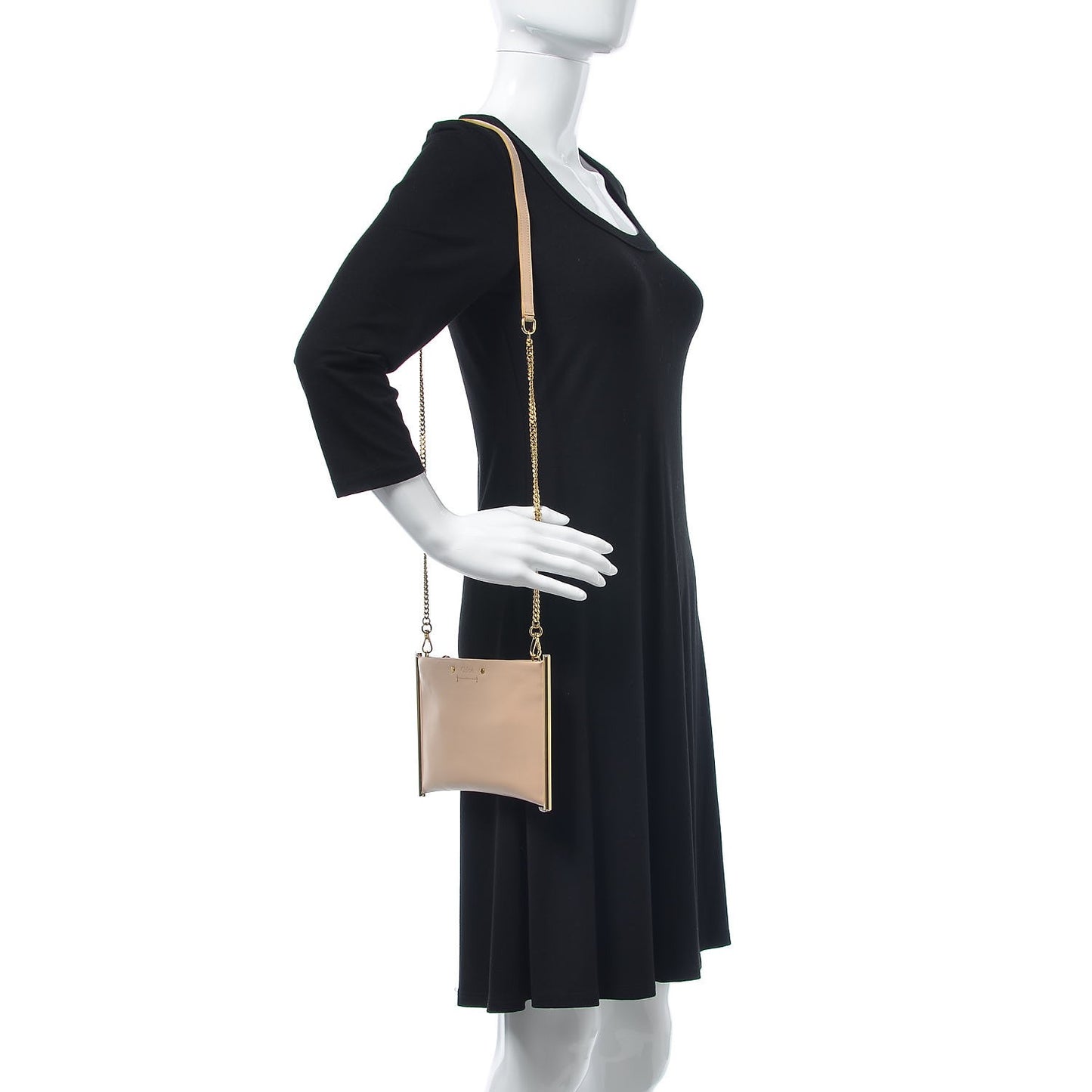 Calfskin Mini Roy Chain Pouch Pearl Beige