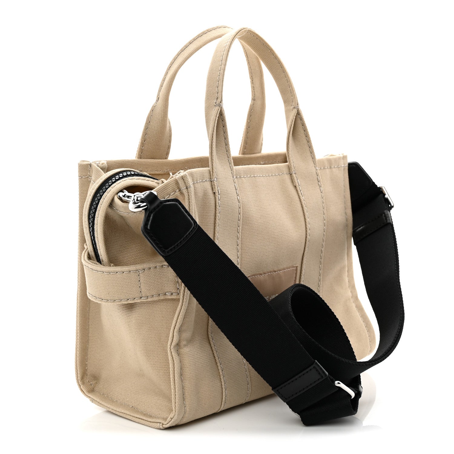 Marc Jacobs Cotton Canvas Colorblock Small The Traveler Tote Bag Beige Multicolor 3 of 10