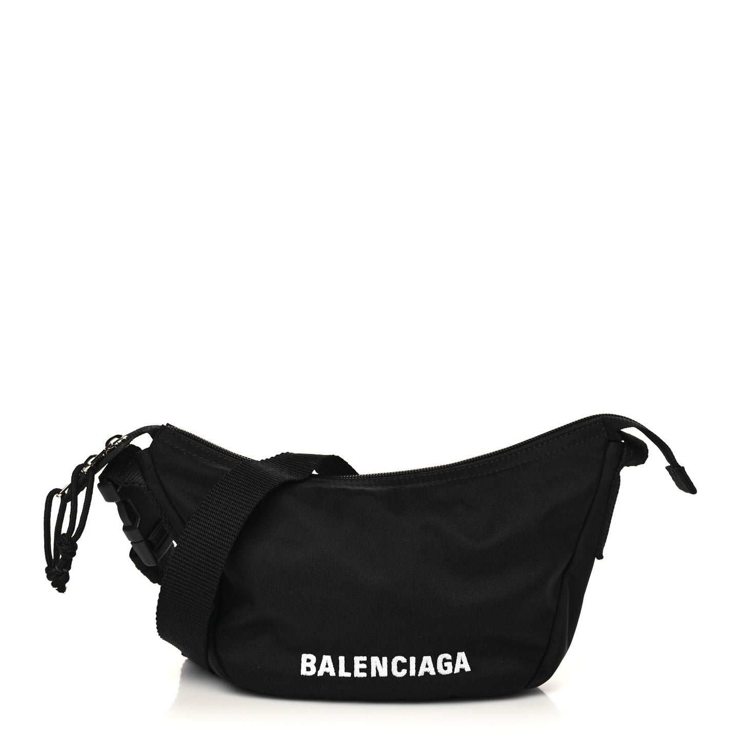 Recycled Sport Nylon Logo Embroidered Wheel Sling Bag Black White