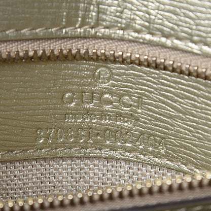Gucci Metallic Shangai Calfskin Blooms Print Small Bamboo Daily Top Handle Bag Gold Multicolor 9 of 9