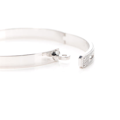 Hermes 18K White Gold Diamond PM Kelly Pave Bracelet SH 4 of 6