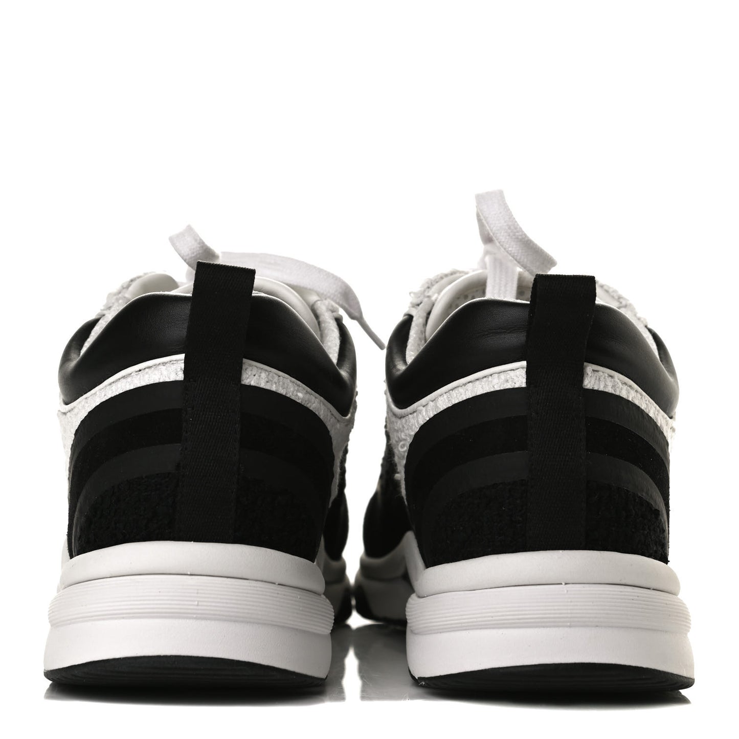 Tweed Suede Calfskin CC Sneakers 40 Black White