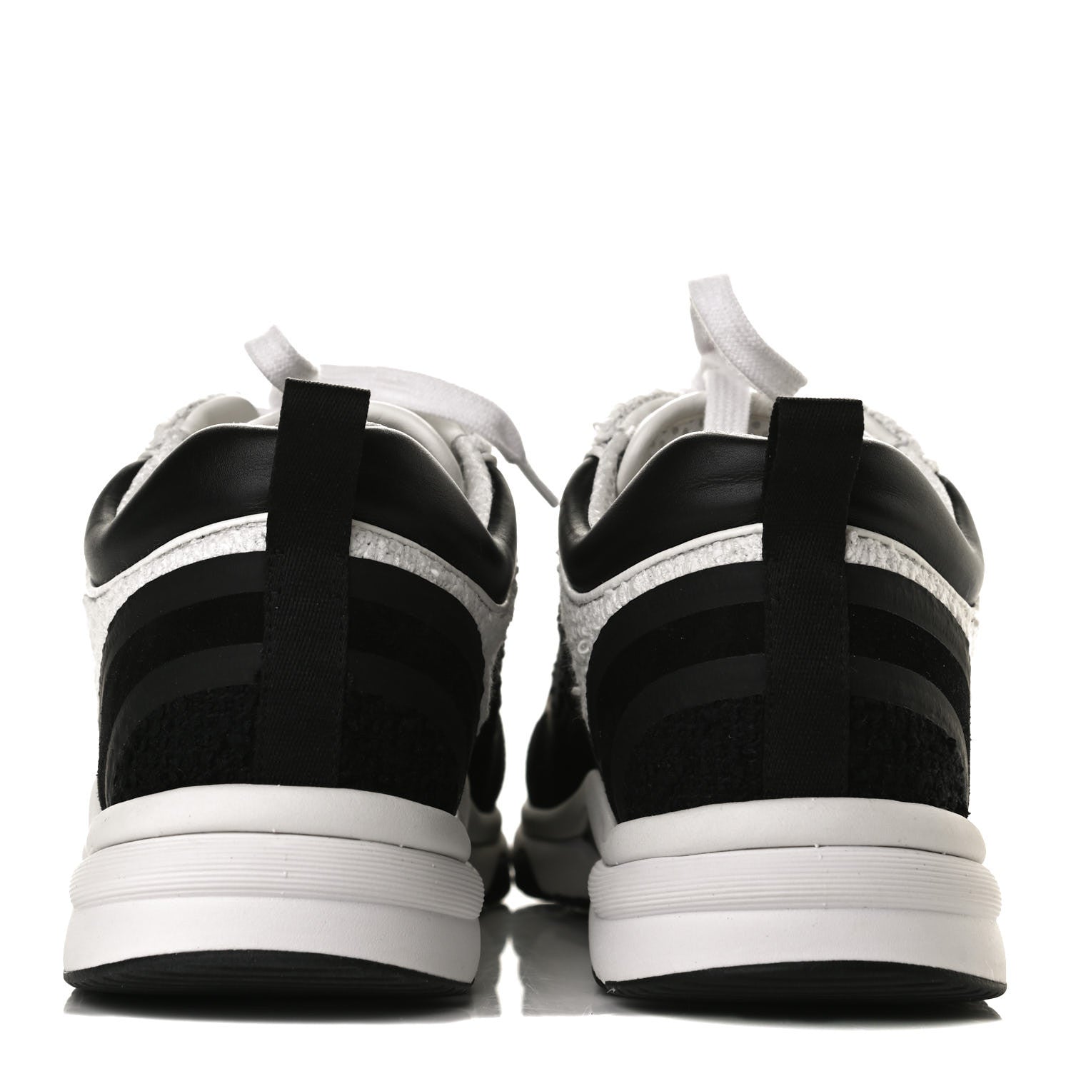 Chanel Tweed Suede Calfskin CC Sneakers 40 Black White 6 of 9