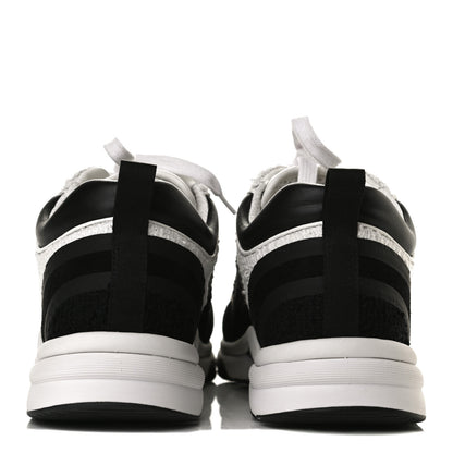 Chanel Tweed Suede Calfskin CC Sneakers 40 Black White 6 of 9