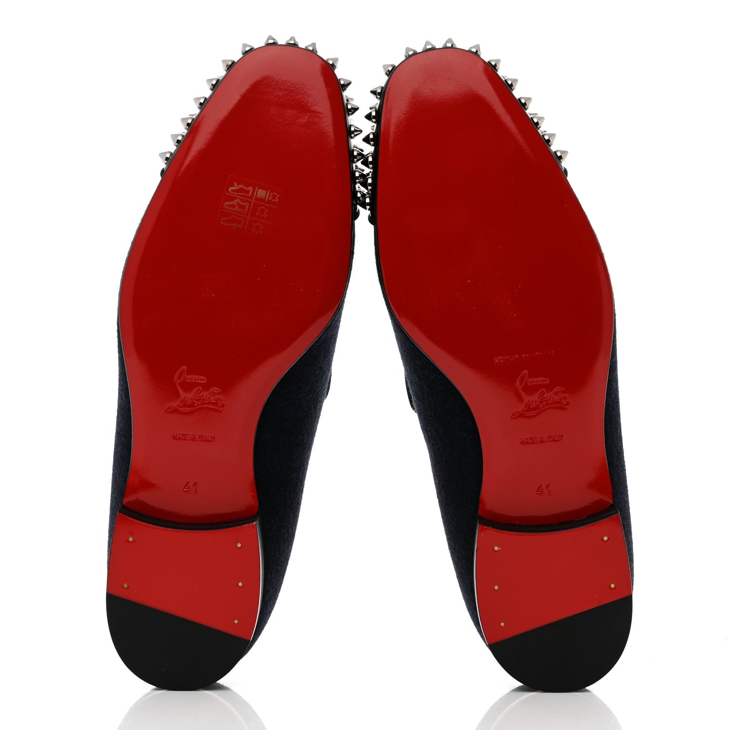 Christian Louboutin Calfskin Velvet Spikes Mens Captain Loubi Flat Loafers 41 Navy Black 5 of 8