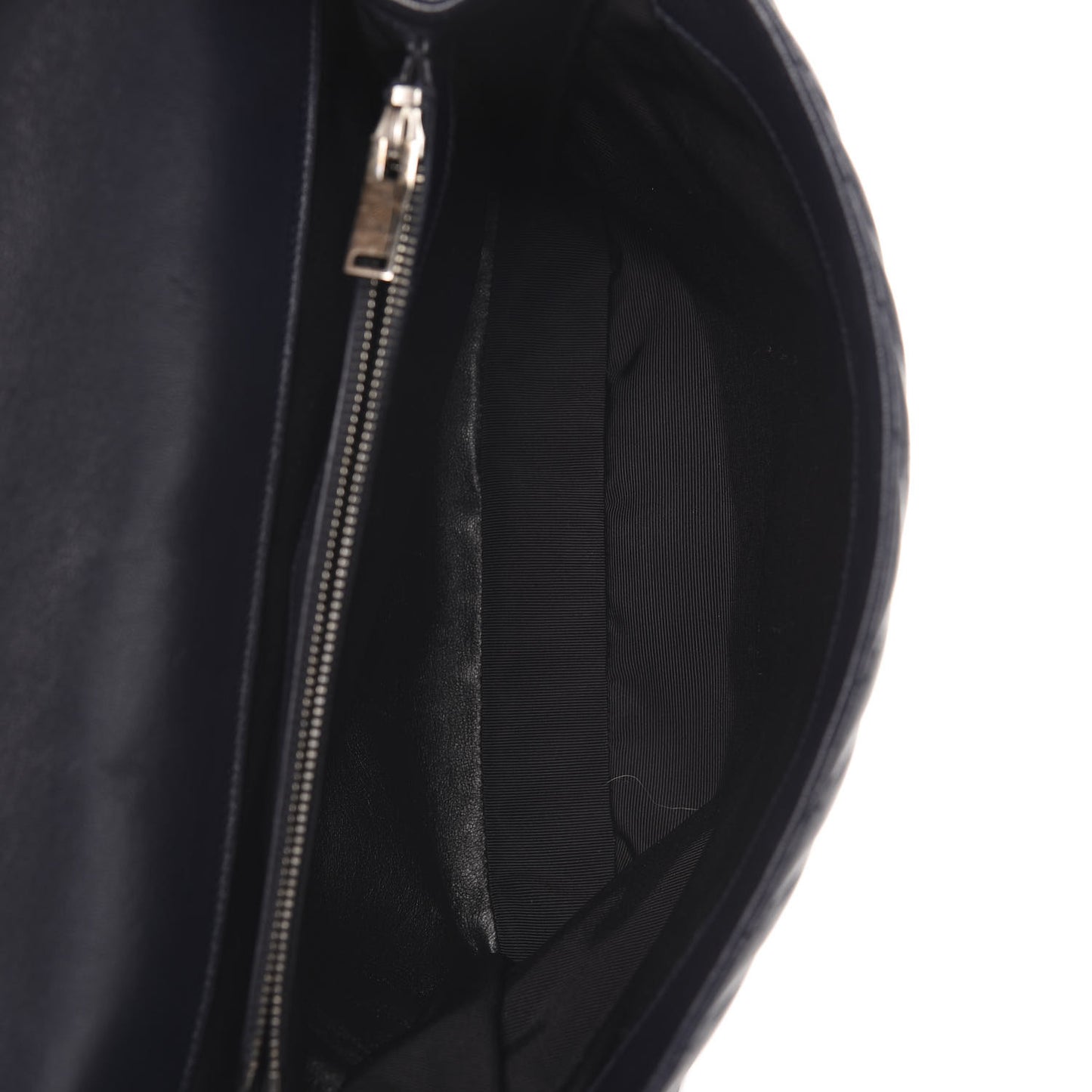 Sheepskin Matelasse Chevron Monogram Large College Satchel Navy Blue