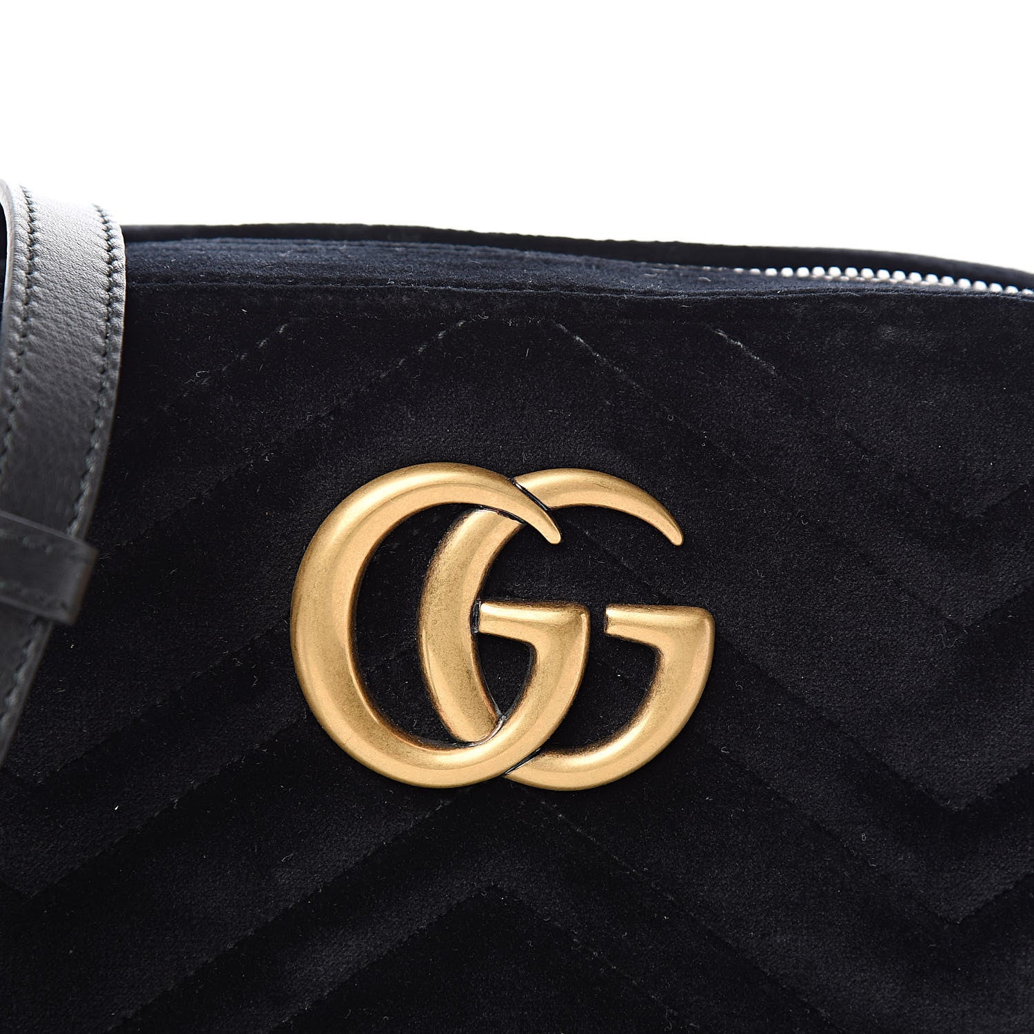 Gucci Velvet Matelasse Small GG Marmont Chain Shoulder Bag Black 10 of 10
