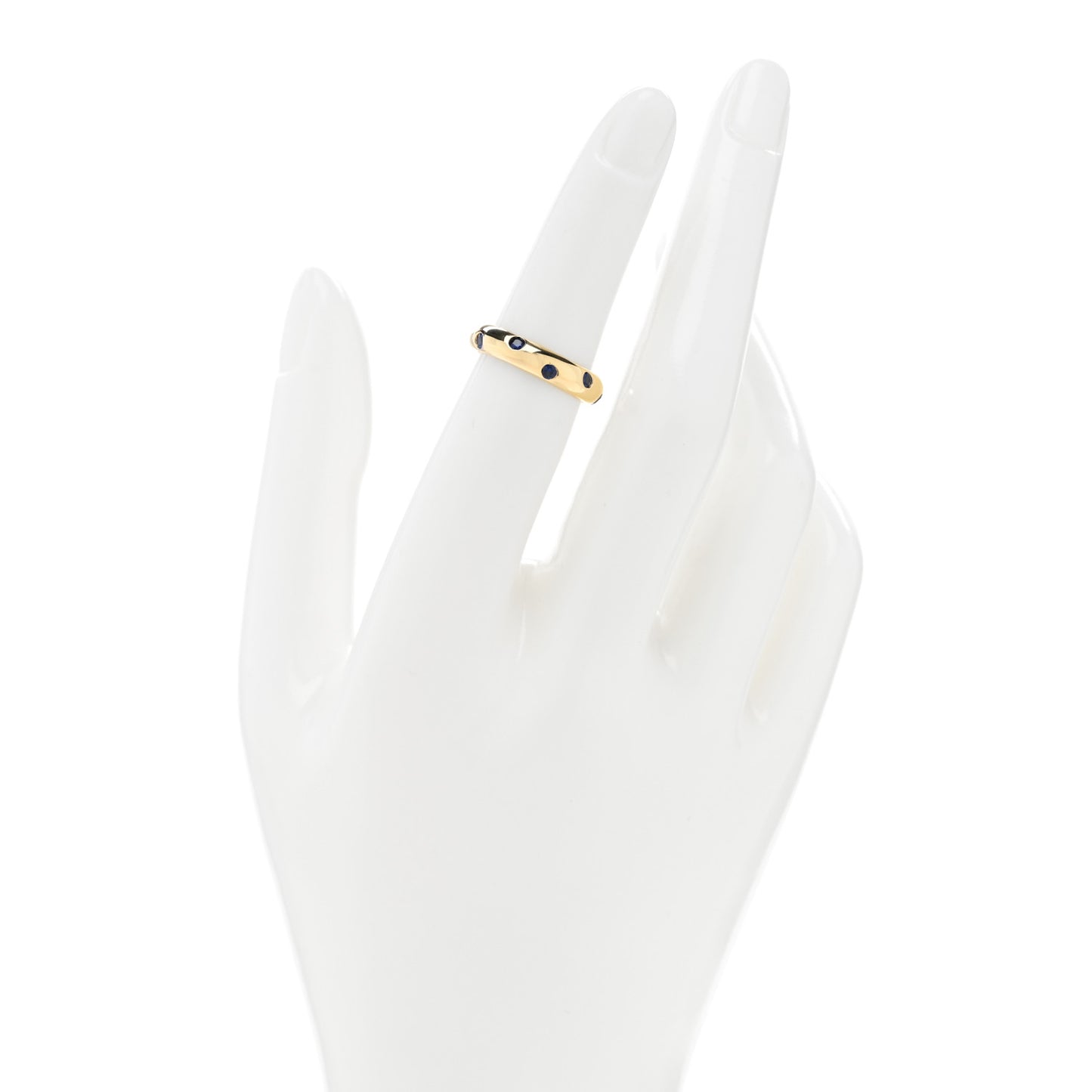 18K Yellow Gold Blue Sapphire 4mm Etoile Band Ring 50 5.25