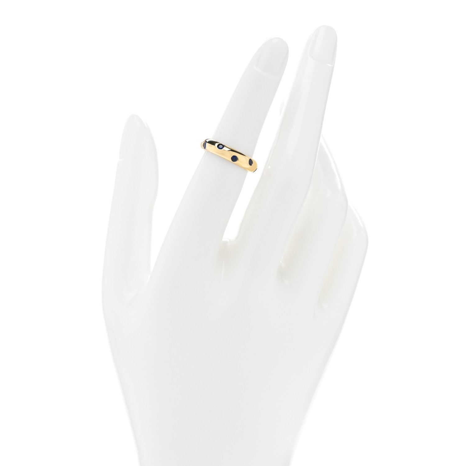 Tiffany 18K Yellow Gold Blue Sapphire 4mm Etoile Band Ring 50 5.25 2 of 4