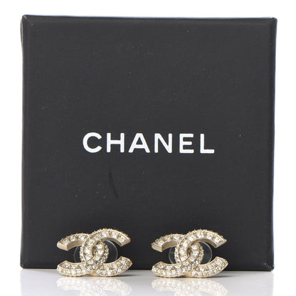 Chanel Crystal Textured CC Earrings Gold 5 of 5