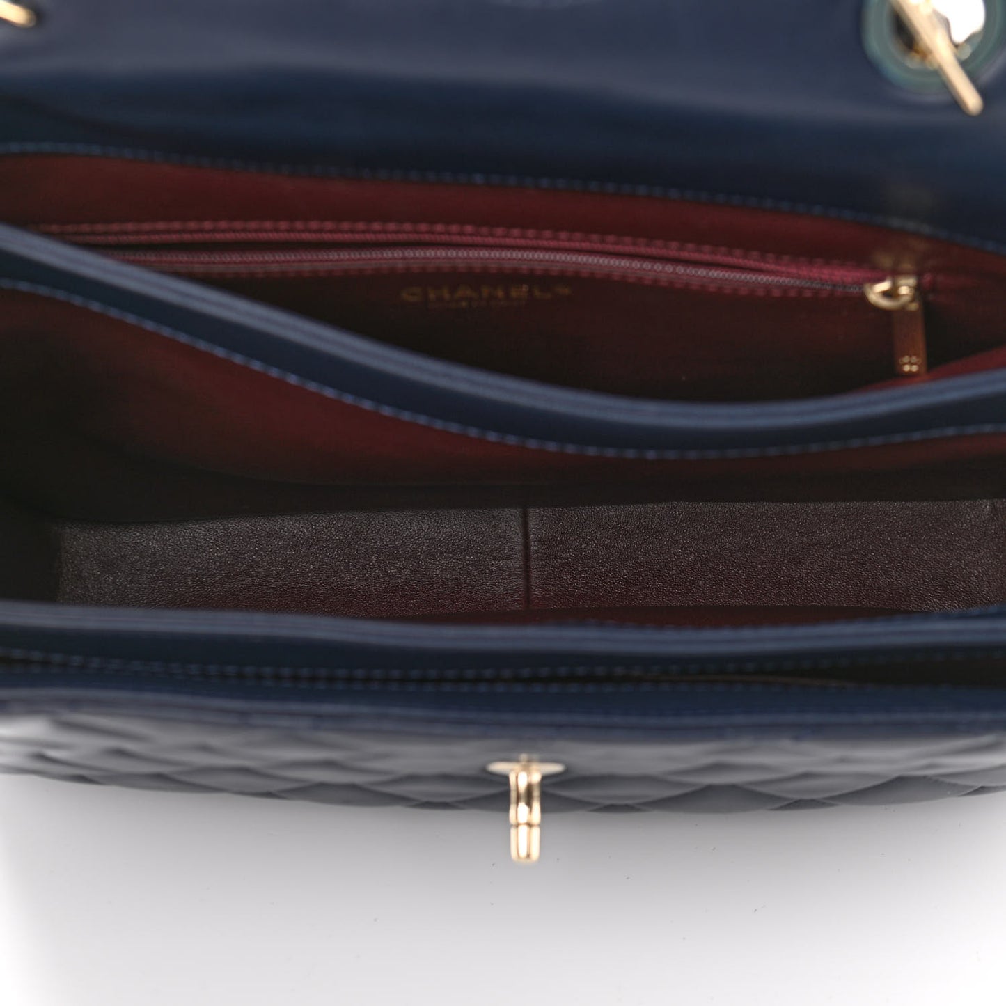 Lambskin Quilted Large Trendy CC Flap Dual Handle Bag Navy Blue