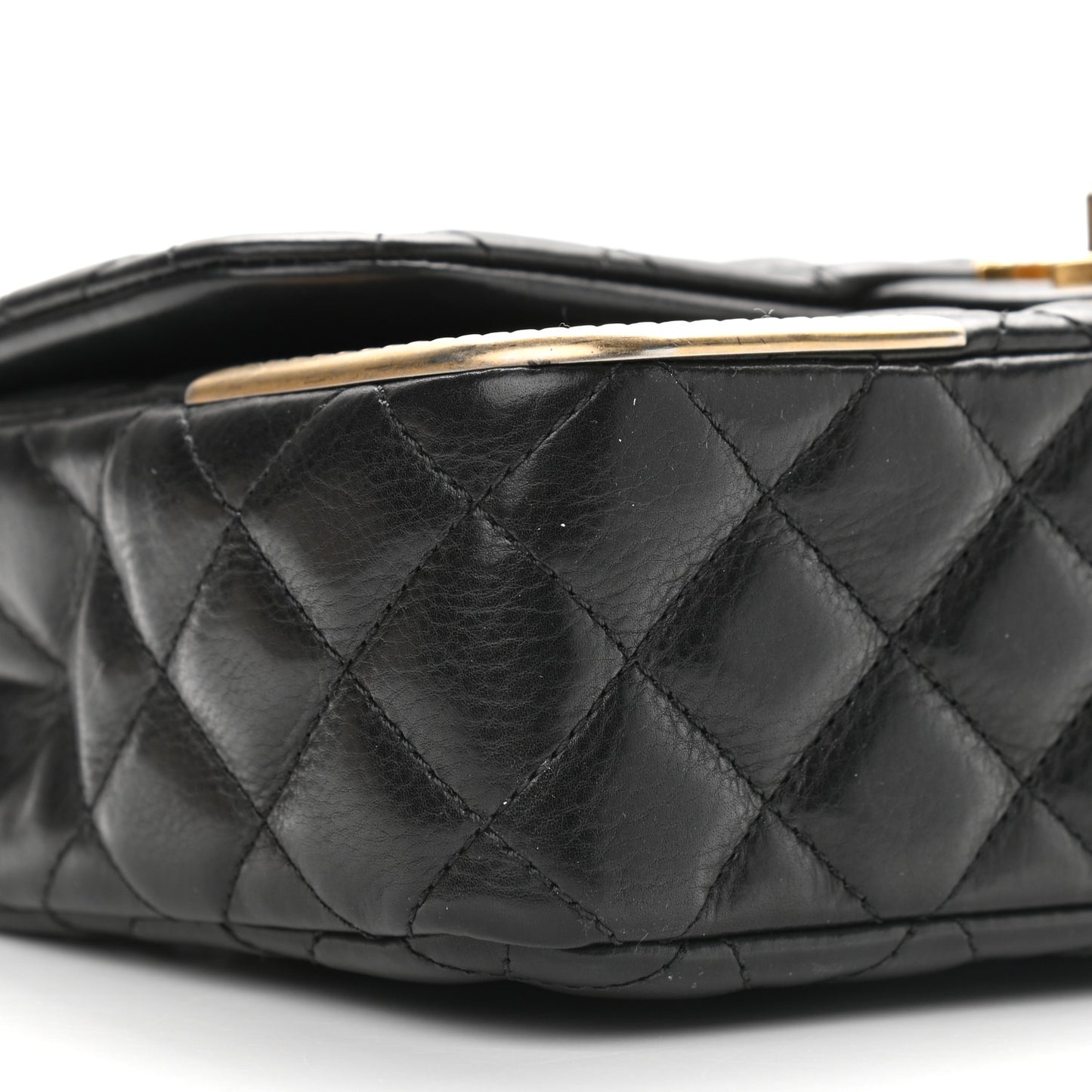 Calfskin Quilted Rock The Corner Flap Black
