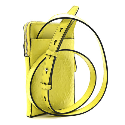 Salvatore Ferragamo Calfskin Gancini Embossed Travel Pouch Neon Yellow 2 of 10