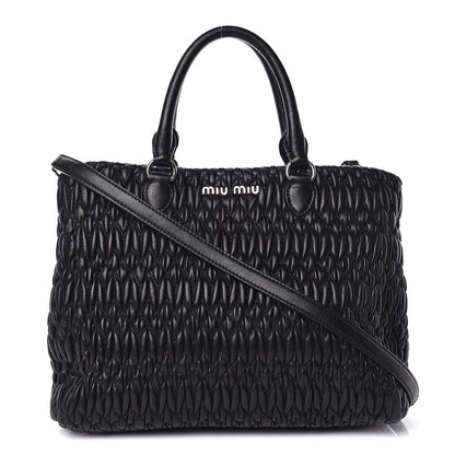 Miu Miu Nappa Matelasse Tote Black 1 of 10