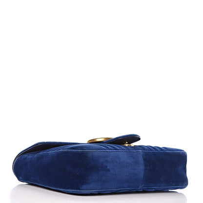Gucci Velvet Matelasse Medium GG Marmont Shoulder Bag Cobalt Blue 4 of 12
