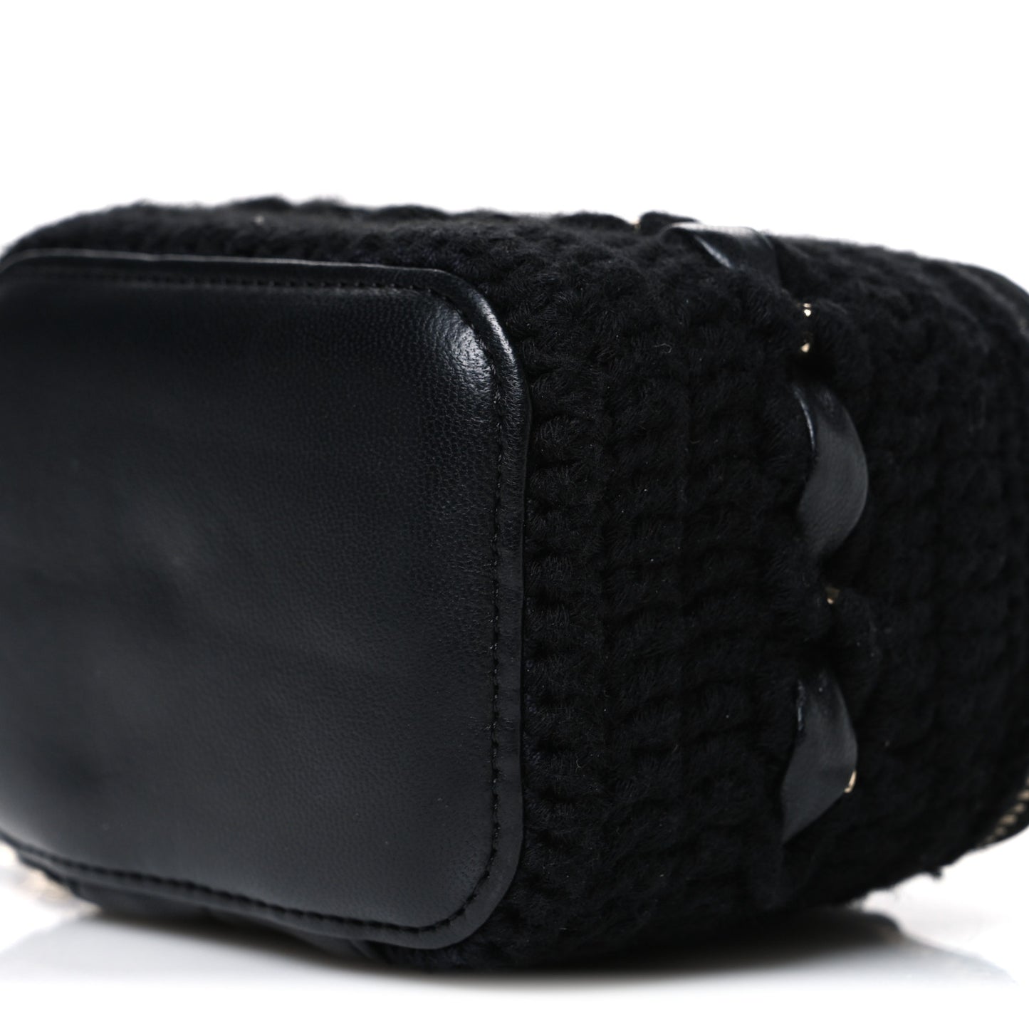 Lambskin Crochet Quilted Mini Vanity Case With Chain Black