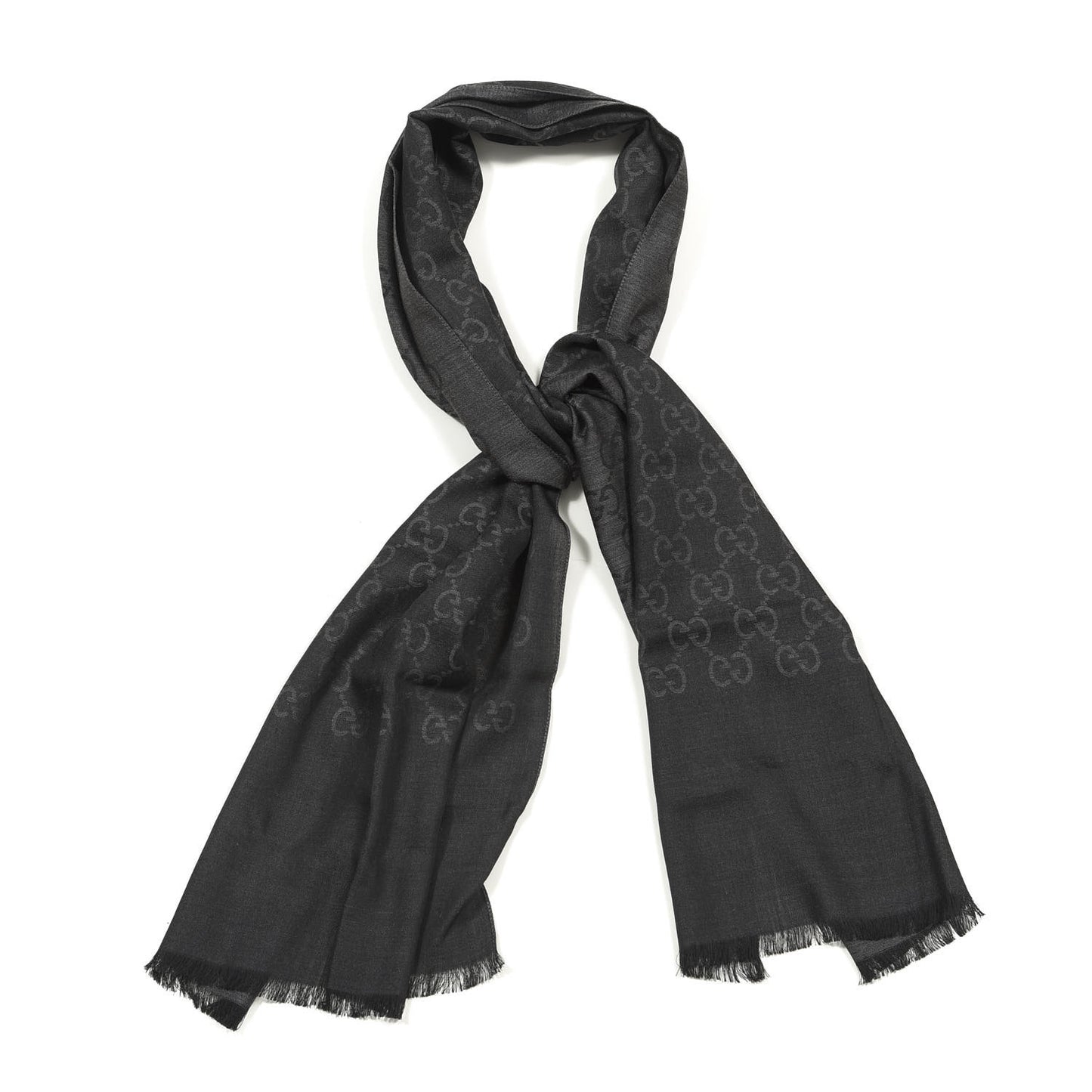 Wool Silk GG Monogram GGNat Scarf Anthracite
