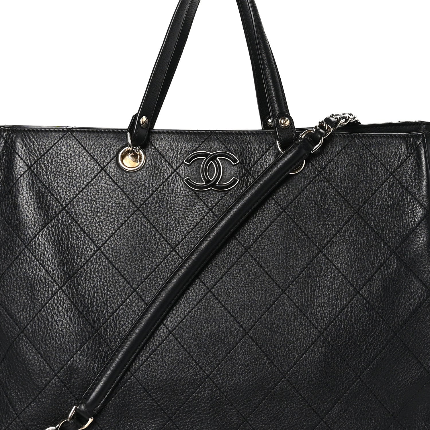 Chanel Bullskin Stitched Large Shopping Bag Black 8 of 10