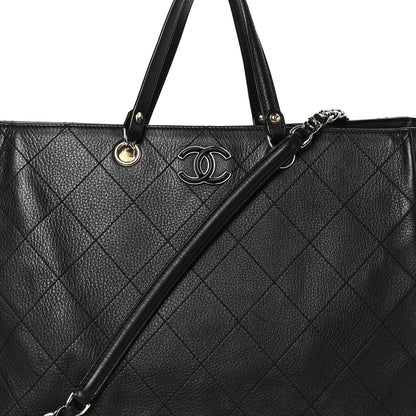 Chanel Bullskin Stitched Large Shopping Bag Black 8 of 10