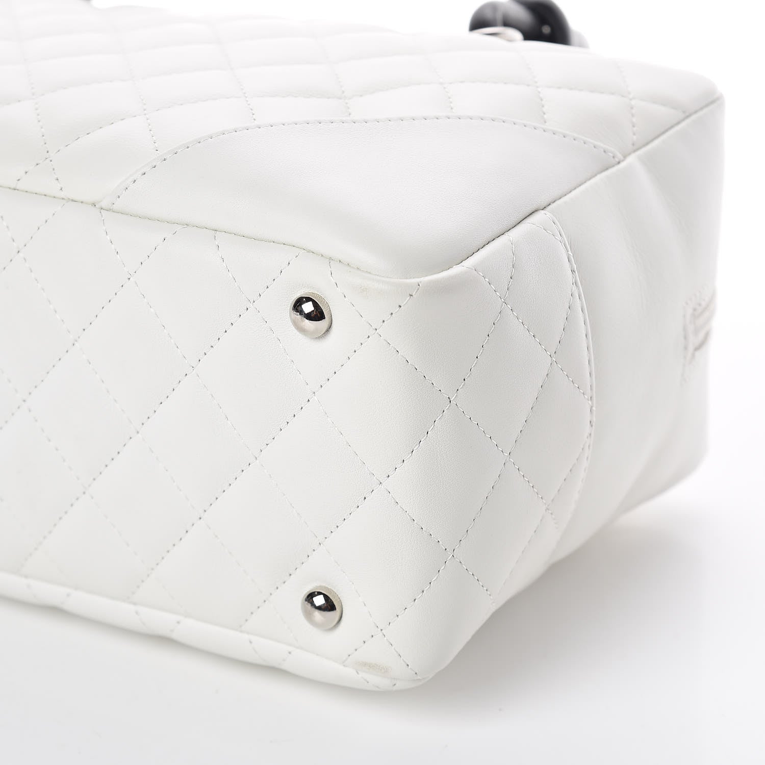 Chanel Calfskin Python Quilted Large Cambon Bowler White 6 of 9