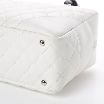 Chanel Calfskin Python Quilted Large Cambon Bowler White 6 of 9