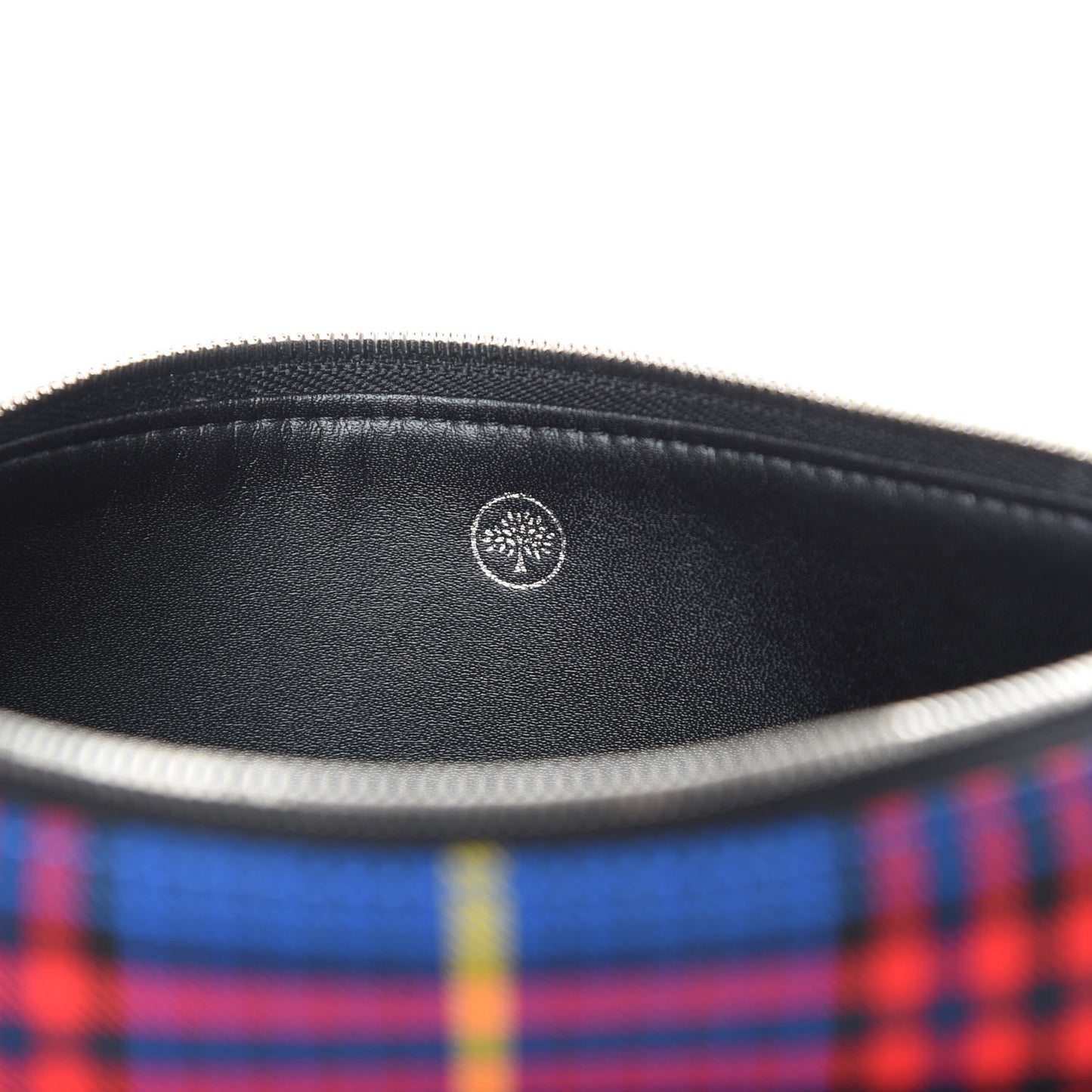 Tartan Check Large Pouch With Chain Porcelain Blue