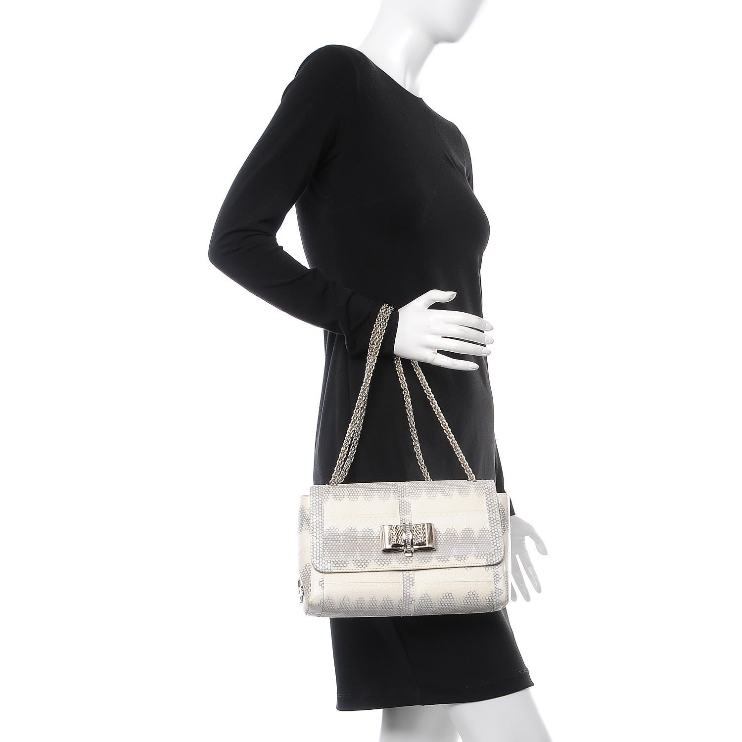 Christian Louboutin Watersnake Hardwick Small Sweet Charity Shoulder Bag Roccia 3 of 13