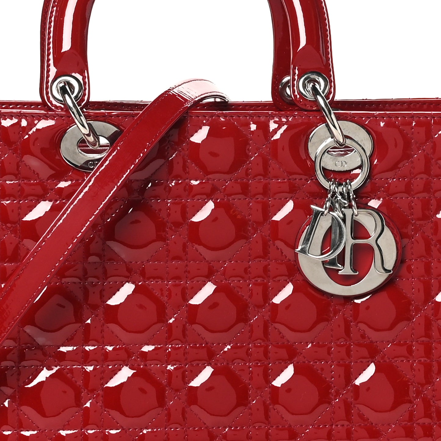 Patent Cannage Large Lady Dior Red
