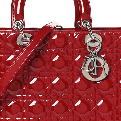 Christian Dior Patent Cannage Large Lady Dior Red 8 of 10
