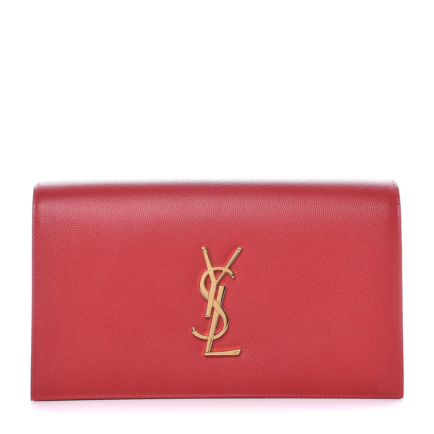 Saint Laurent Grain De Poudre Classic Monogram Kate Clutch New Red 1 of 6