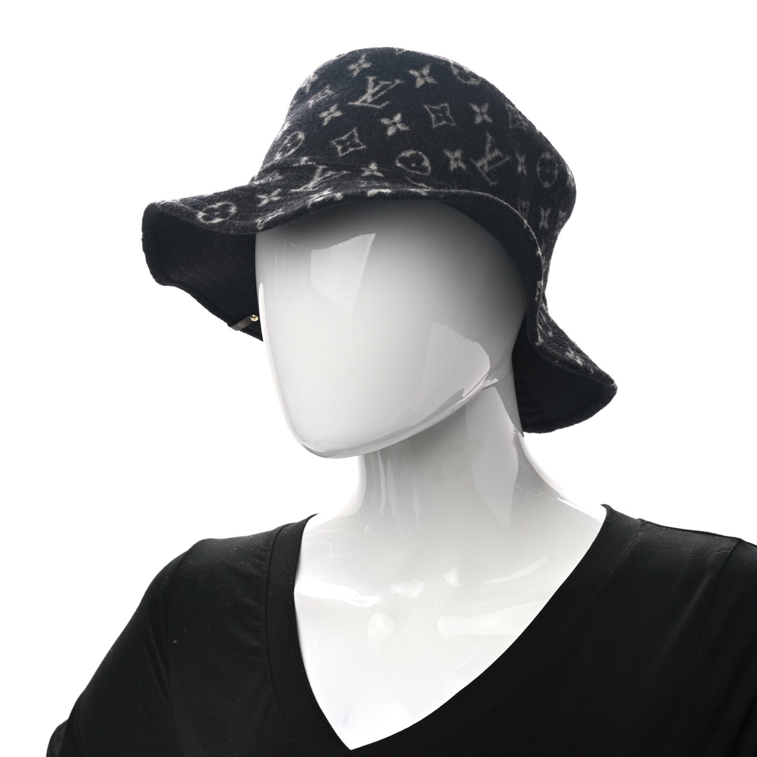 Louis Vuitton Wool Monogram Match Bucket Hat M Black White 2 of 8