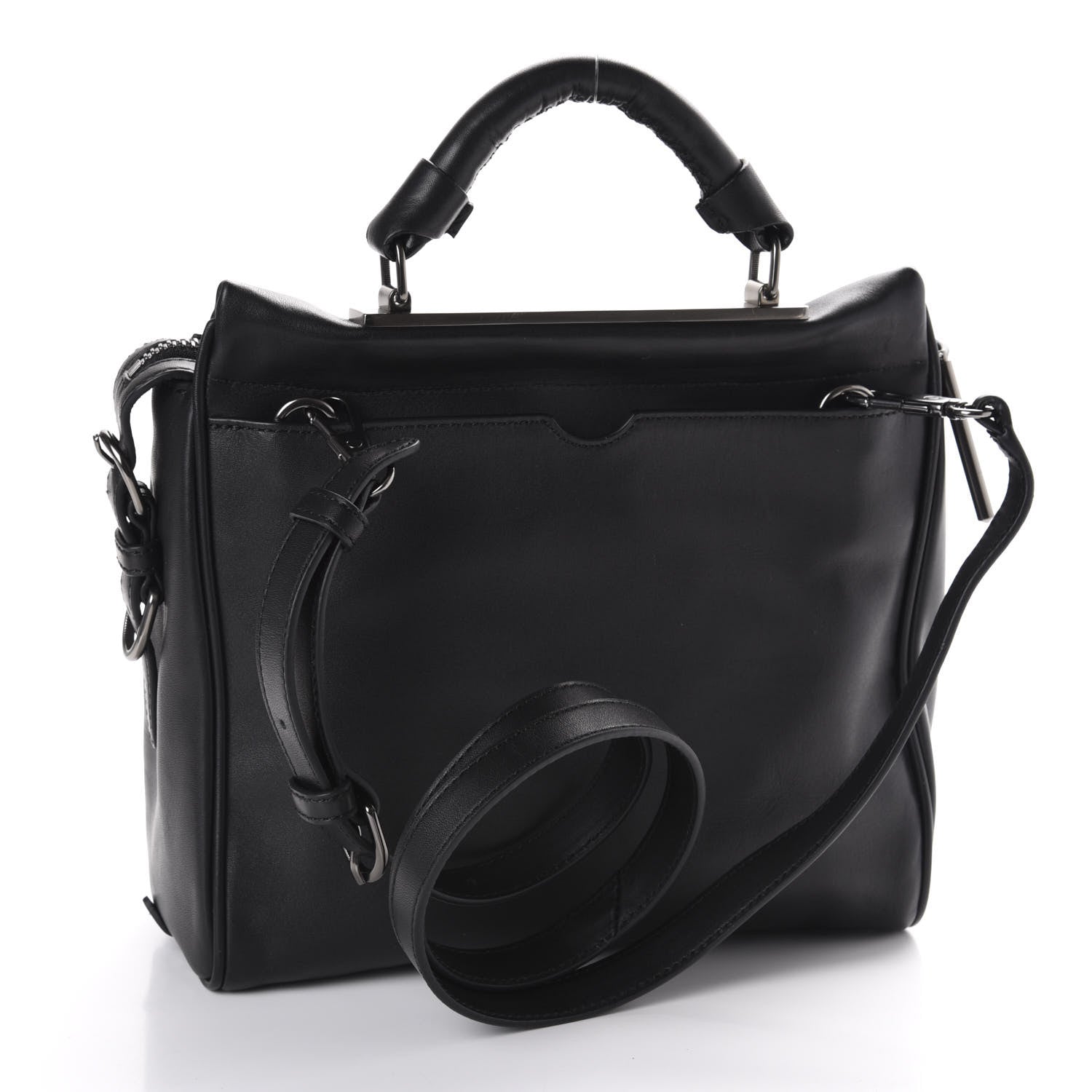 3.1 Phillip Lim 3.1 Goat Fur Calfskin Ryder Satchel Purple Black 3 of 9