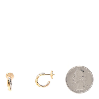 Cartier 18K Pink Yellow White Gold Small Trinity Hoop Earrings 2 of 5