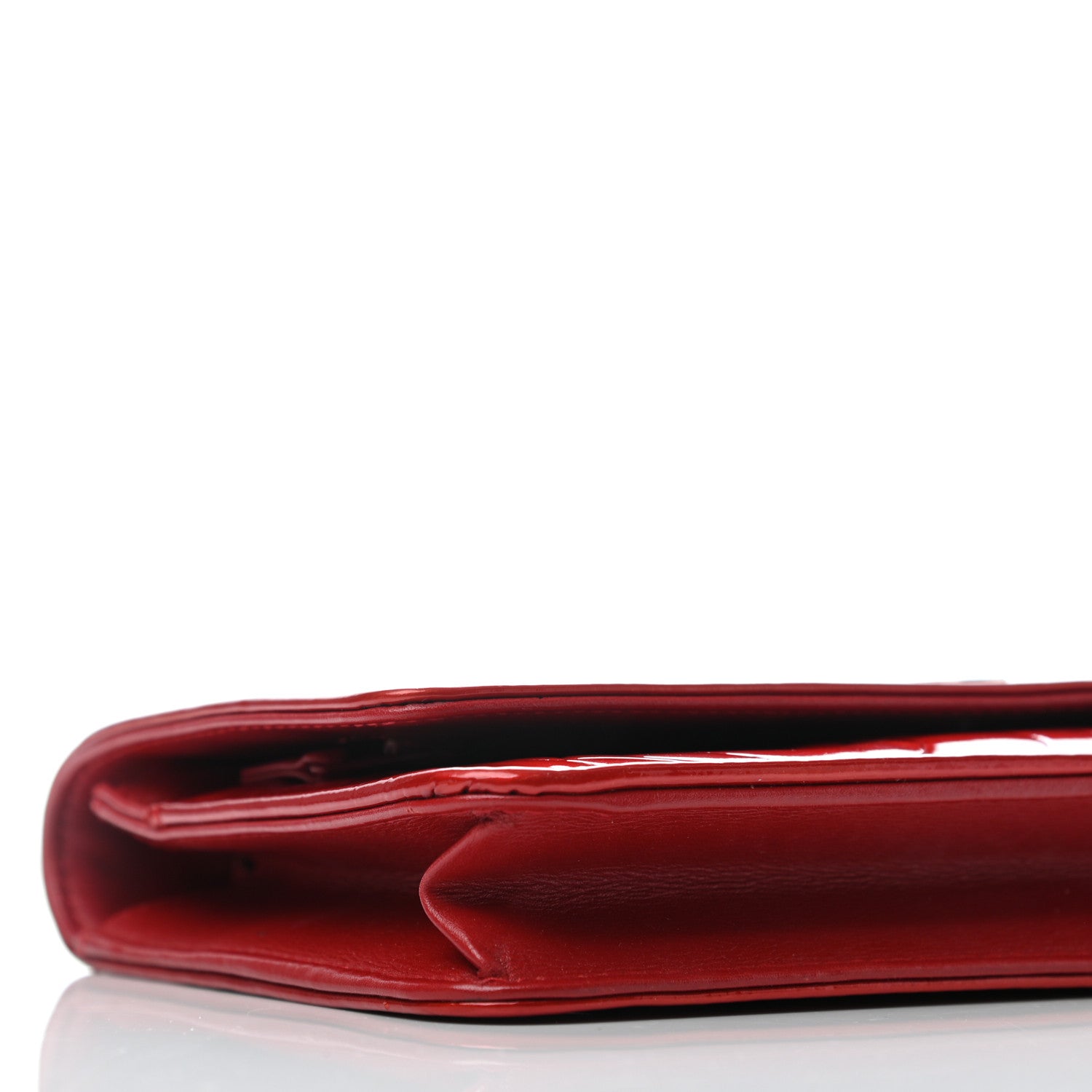 Chanel Patent Camellia Embossed Wallet On Chain WOC Dark Red 5 of 11