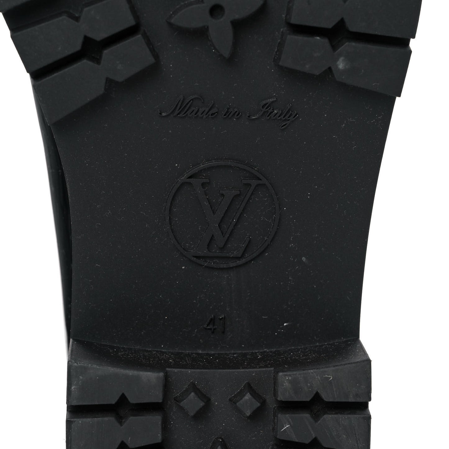 Rubber Embossed Monogram Drops Flat Half Boots 41 Black