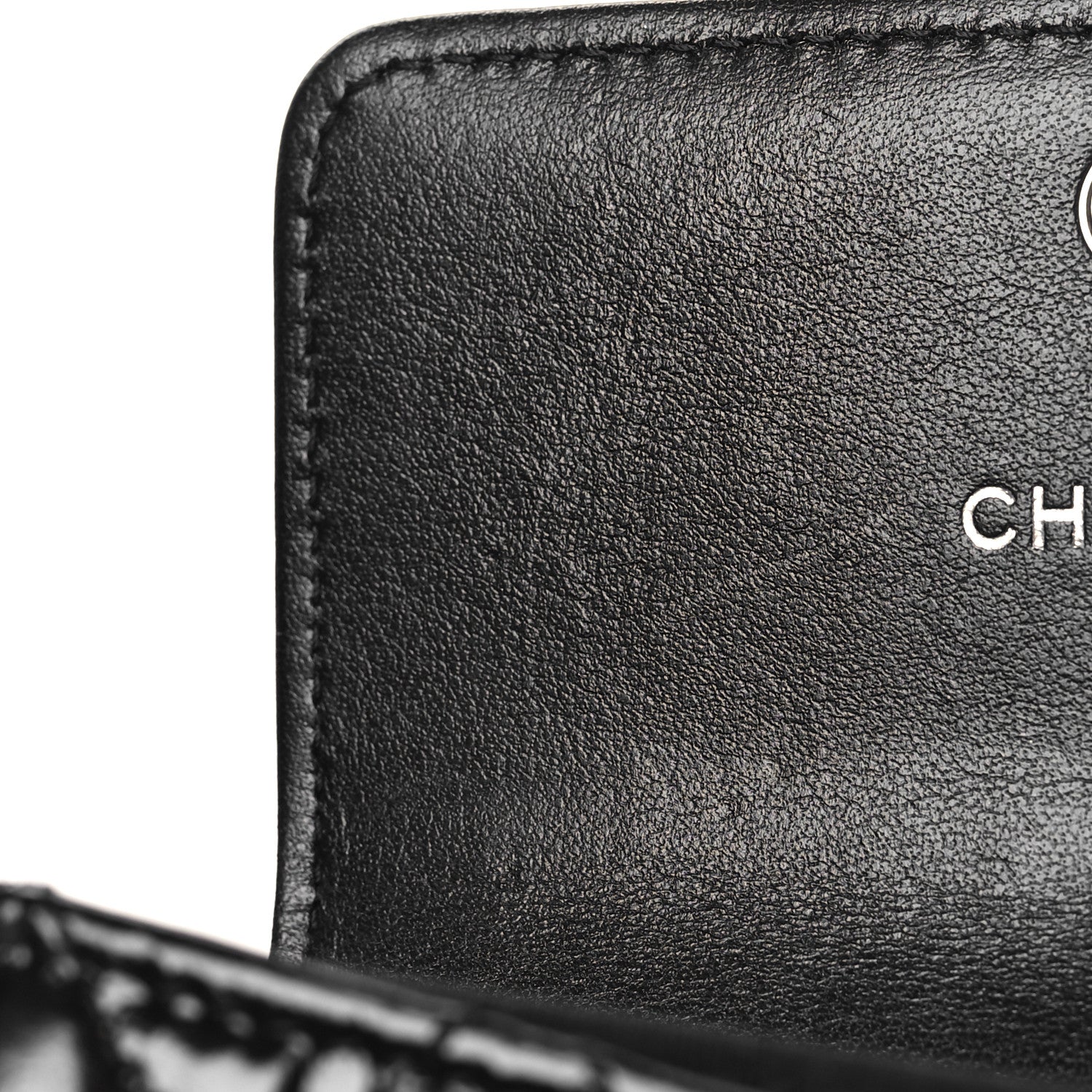 Chanel Distressed Patent Quilted Boy Flap Card Holder Wallet Black 9 of 10