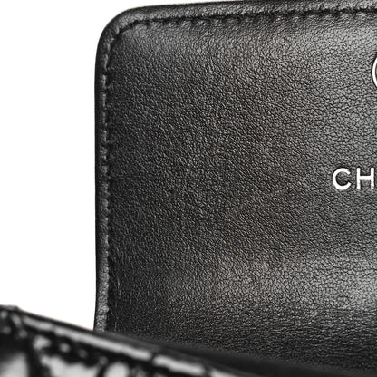 Chanel Distressed Patent Quilted Boy Flap Card Holder Wallet Black 9 of 10
