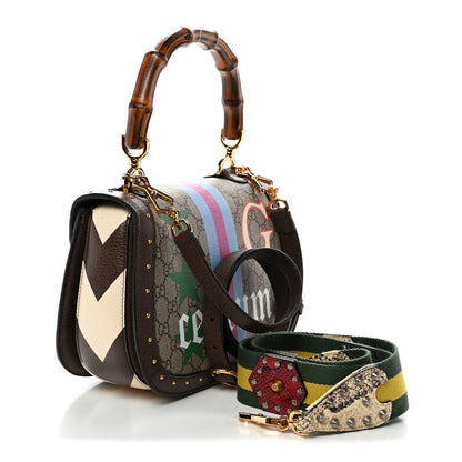 Gucci GG Supreme Monogram Studded Calfskin Centum Medium Bamboo 1947 Top Handle Bag Beige Ebony Multicolor 4 of 11