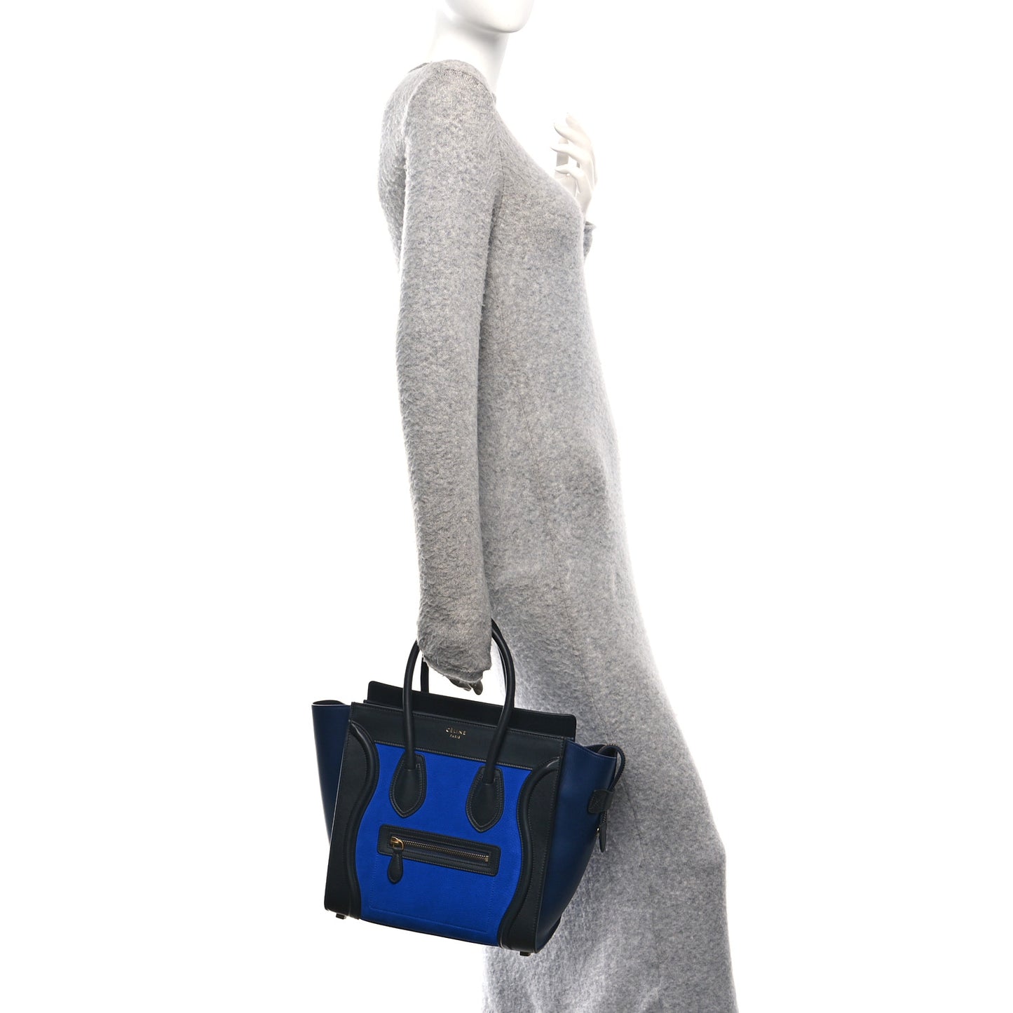 Nubuck Smooth Calfskin Micro Tri-Color Luggage Bright Blue