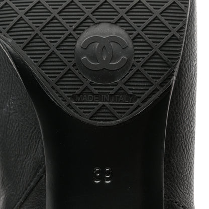 Chanel Goatskin Calfskin CC Short Boots 39 Black White 6 of 9