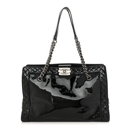Chanel Patent Quilted Reverso Boy Tote Black 1 of 11