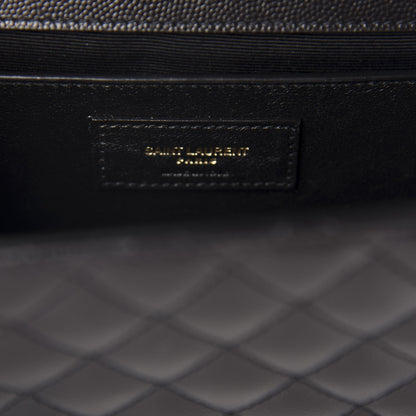 Saint Laurent Grain De Poudre Textured Mixed Matelasse Triquilt Medium Monogram Satchel Black 10 of 12